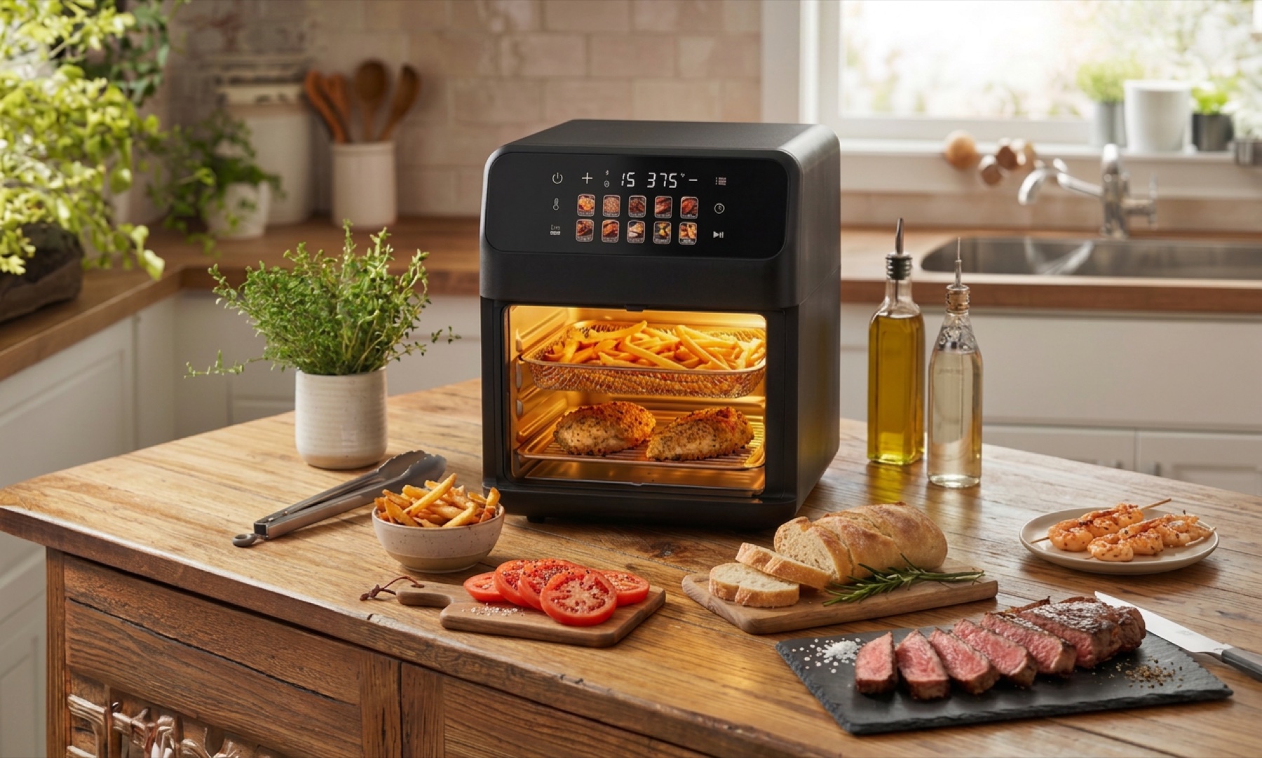 TriChef air fryer preparing a meal