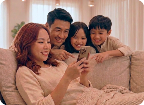 A family enjoying time at home